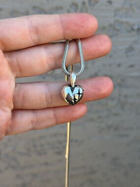 Sterling Silver Heart Pendant Necklace with Star Motif - Silver